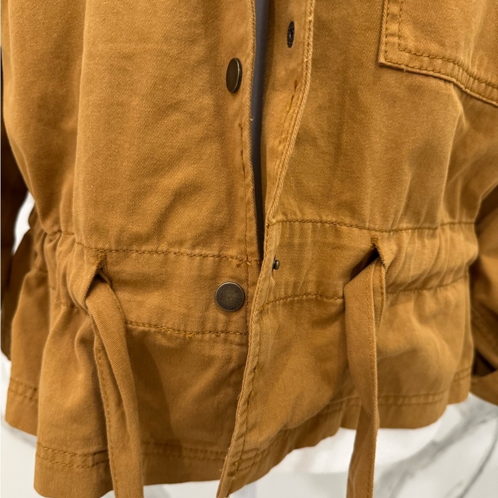 A Love's A Versatile Women's Brown Tan Button Up Tie Waist Utility Jacket - Picture 4 of 10